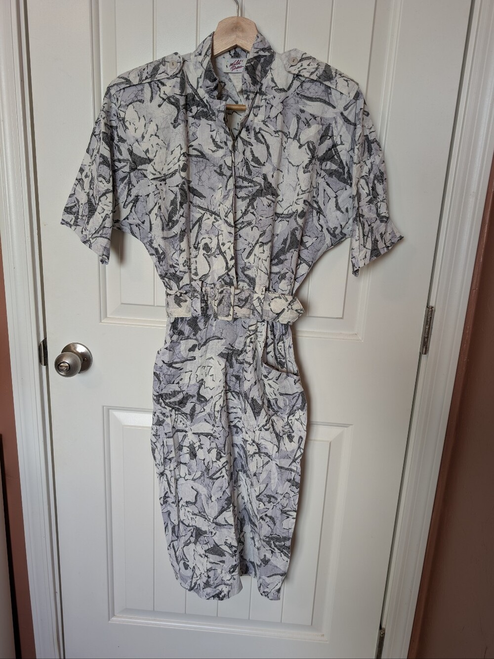 Vintage Wild Dress Floral Belted Midi Dress W3/4 Blue/White